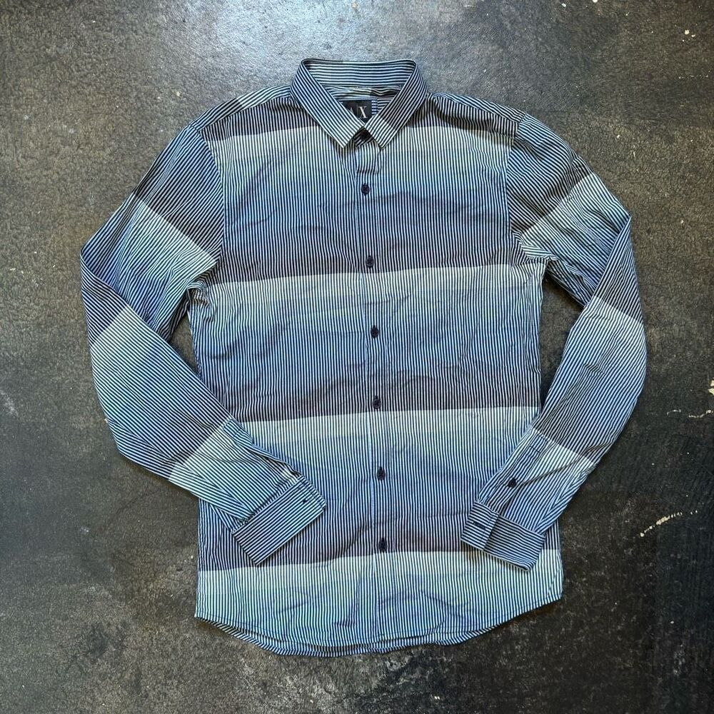 Armani Exchange Slim Fit Button Up Long Sleeve Shirt Striped Mens Size XS
